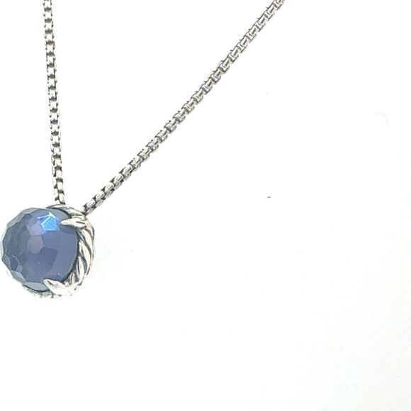 David Yurman Amethyst Pendant Necklace 17" Sterling Silver Estate DY686 - Picture 4 of 8